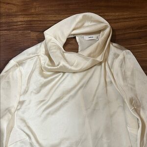 MNG Soft Cream Cowl Neck Blouse